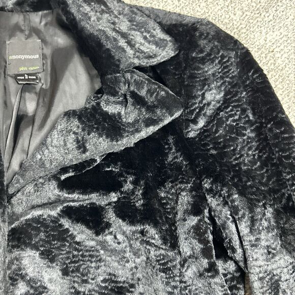 Anonymous John Carlisle Jacket Womens Large Black Fake Fur Look Real Genuin - Picture 3 of 11